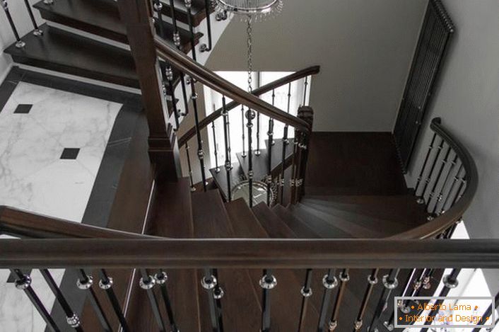 Luxury front staircase цвета благородного венга(дерево в Африке) для роскошного дома.