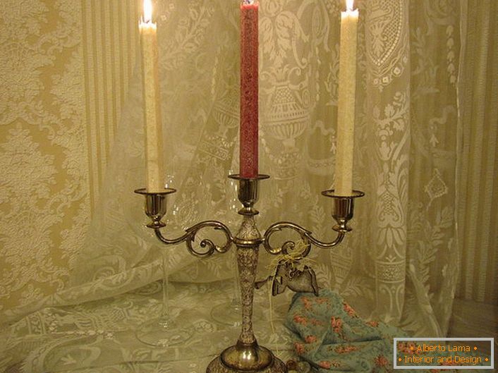 A copper candelabra in the style of a classic.