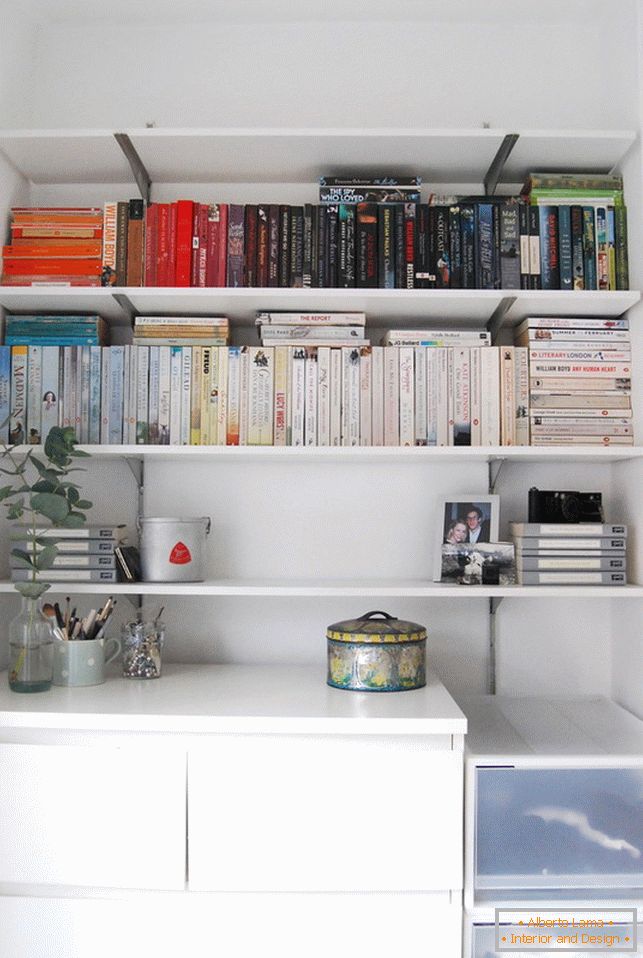 Open shelves for books
