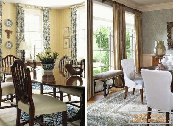 The combination of wallpaper and curtains with patterns in the interior