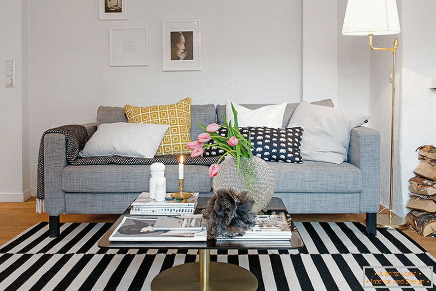 Interior of the living room in a cozy attic in a Swedish city