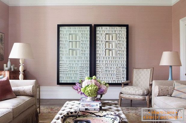 Living room in pink tones
