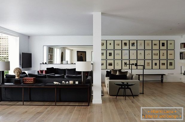 Living room flooring in natural wood