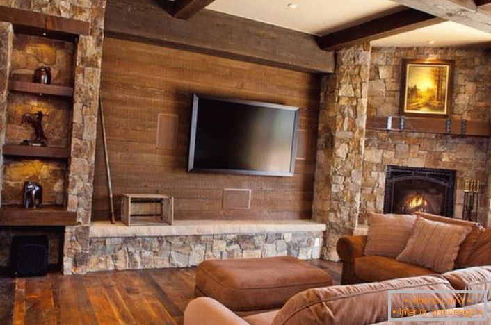 Living room in chalet style