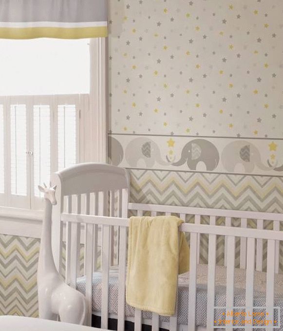 How can you combine the wallpaper in the interior of the nursery