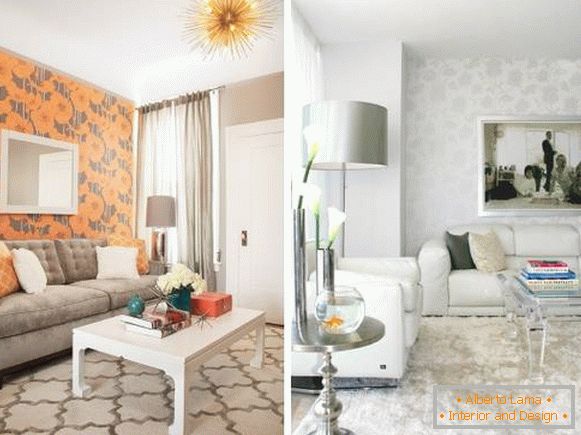 Pasting of walls with different wallpaper - beautiful combination of wallpaper - photo of the living room