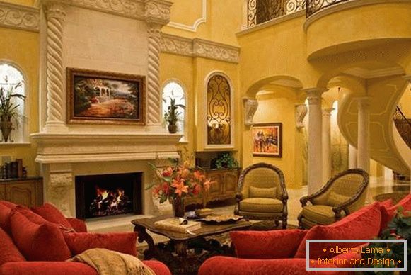 Stucco molding in the interior design of a private house in photo 2016