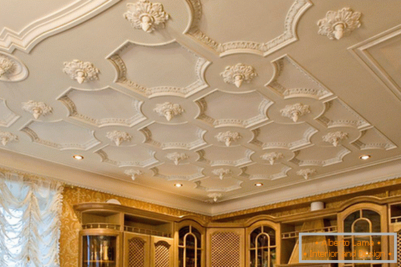 Beautiful design from plaster molding on the ceiling