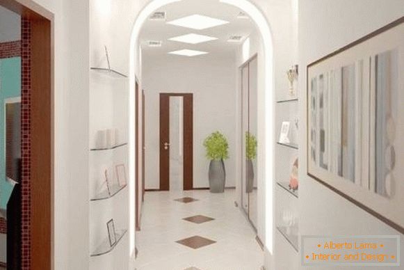 Ideas for a narrow corridor design - wall shelves