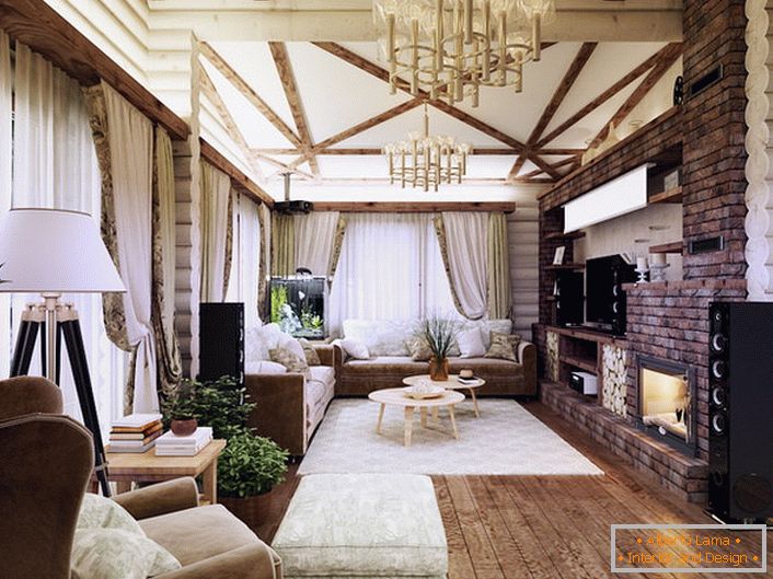 Living room in chalet style