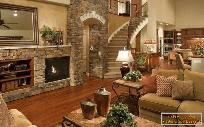 Natural stone in the living room