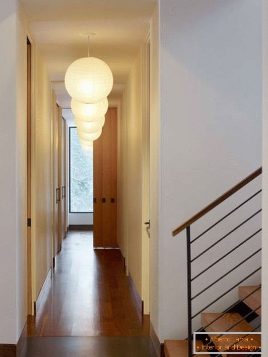Suspended light in corridor design