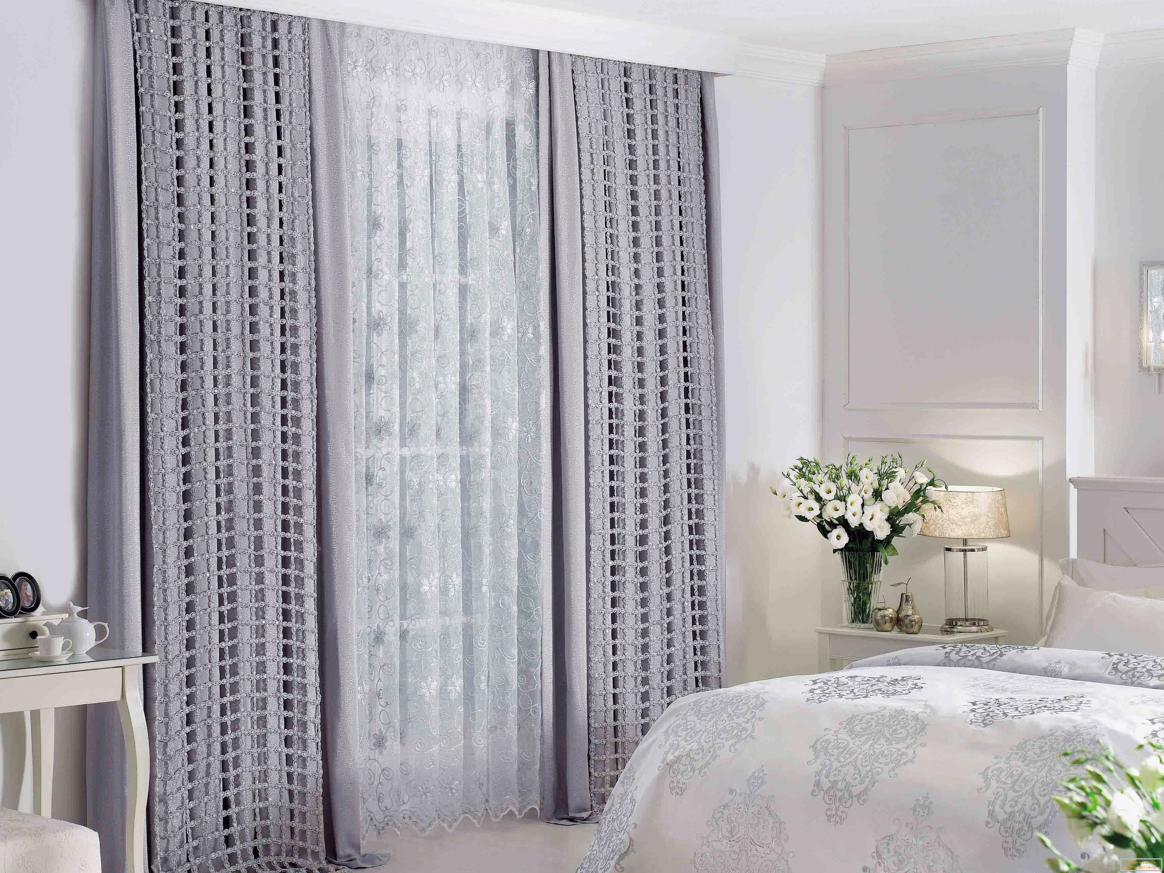 Shiny gray curtains