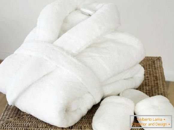 Bathrobe and slippers for the bathroom