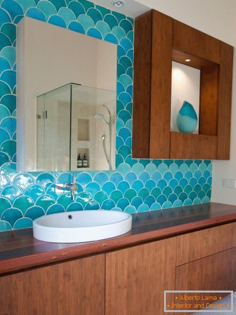 Beautiful furniture and walls in the bathroom