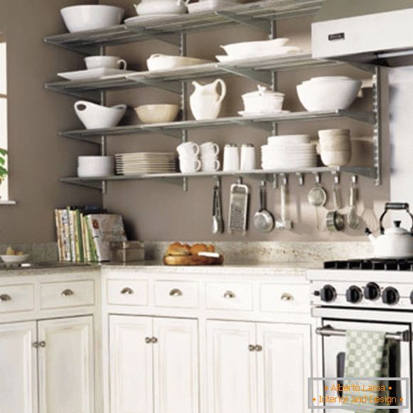 Open shelves for dishes