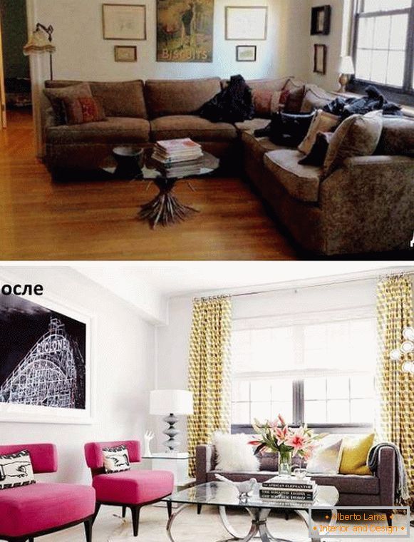 How to arrange furniture in the living room - photos before and after the reshuffle