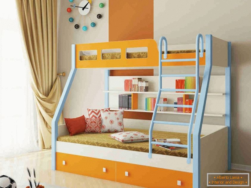 Children's double bed with their own hands