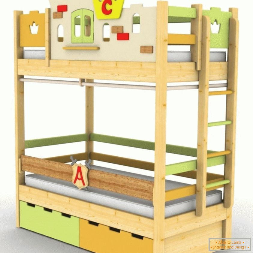 Children's double bed with their own hands