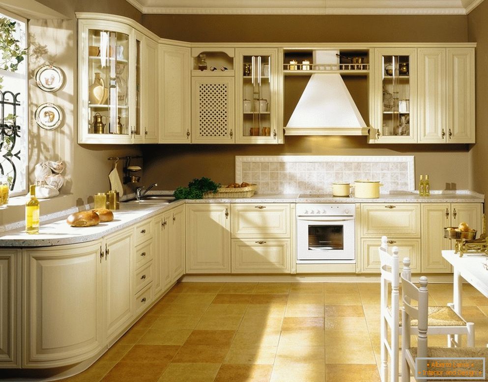 Design of corner classic kitchen