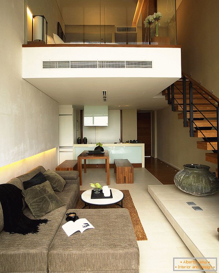 A two-level apartment is a modern variant of a dwelling.