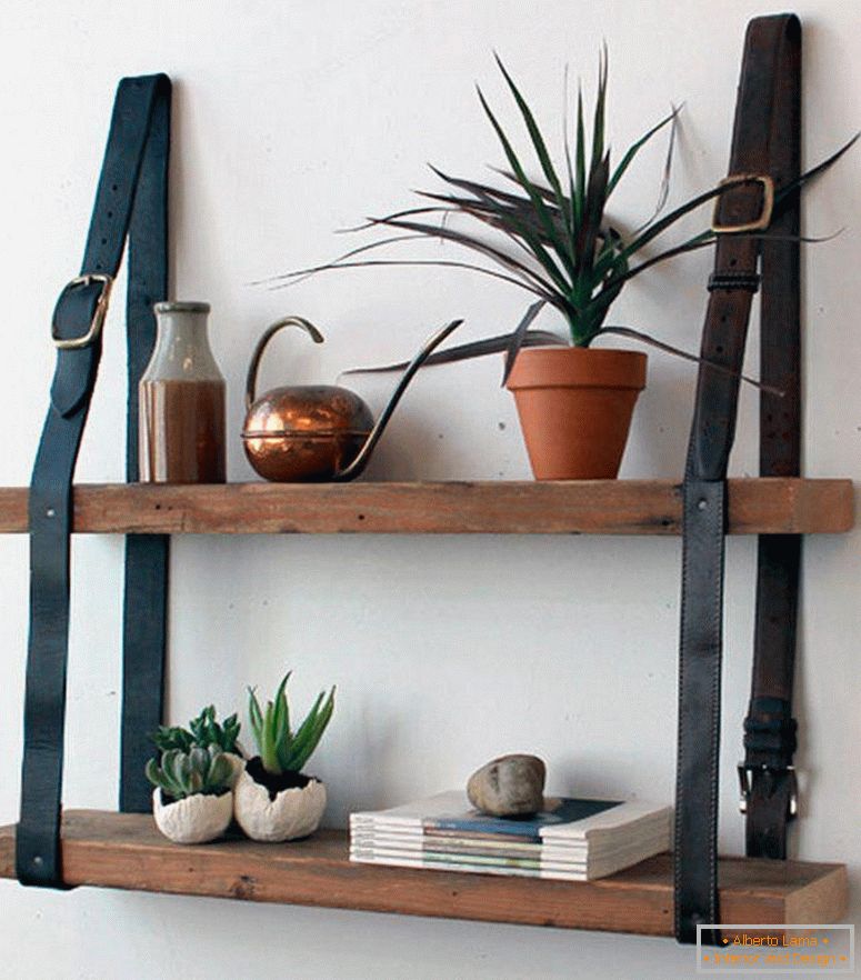 Rope bookshelf for the living room