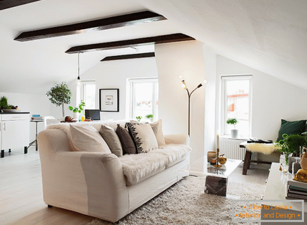 Living room in the attic