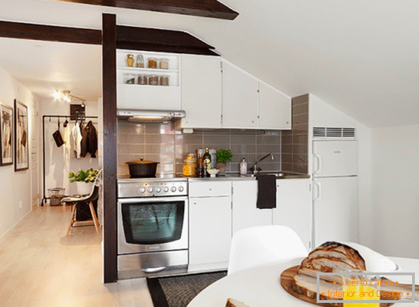 Kitchen in the attic room