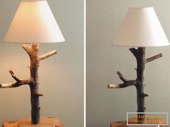 Homemade table lamp made of wood - photo