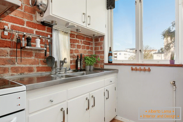 Brickwork in the interior of the kitchen