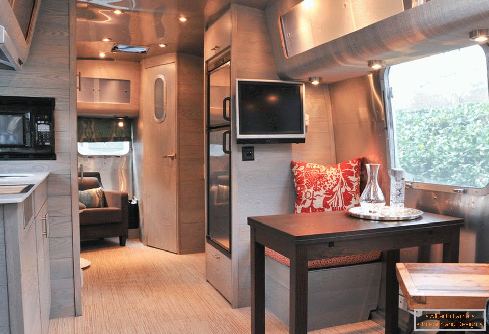 Interior of the stylish trailer 