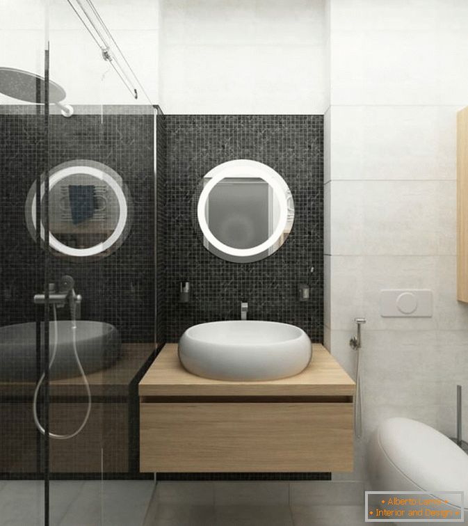 Bathroom of a small studio apartment in Novosibirsk