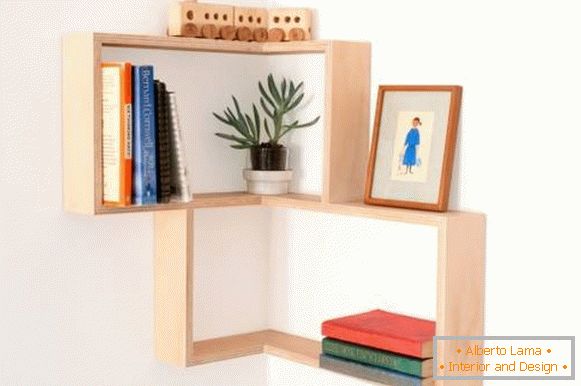 Beautiful geometric shelves for the corner of the room