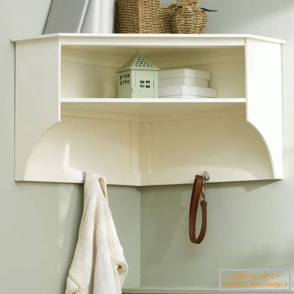 Shelf with hanger for hallway and corridor