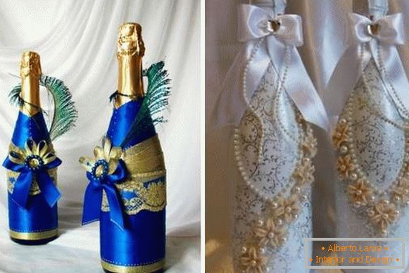 How to decorate a bottle of champagne with satin ribbons