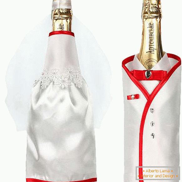 How to decorate a wedding bottle of champagne with your own hands - the best ideas with a photo