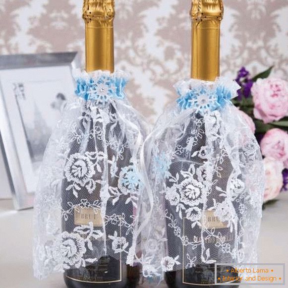 How to decorate a wedding bottle of champagne - ideas with your own hands