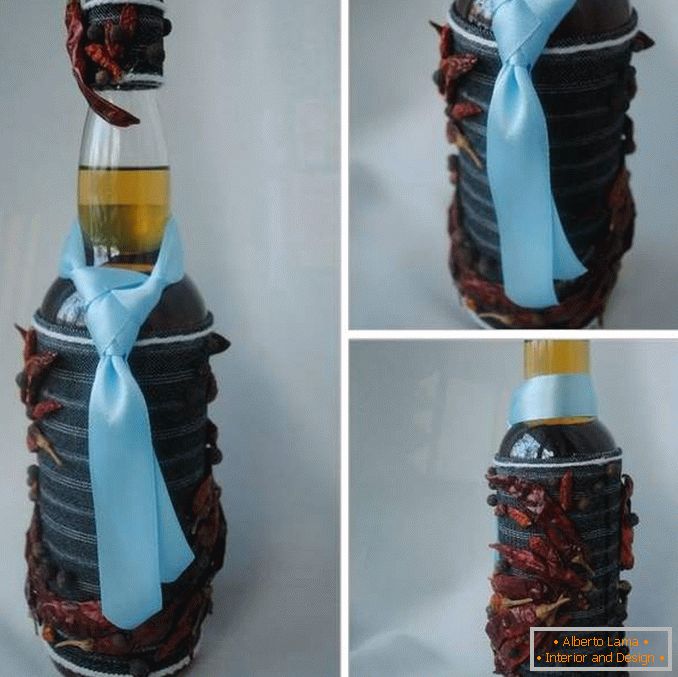 How to beautifully decorate a bottle on the 23rd of February