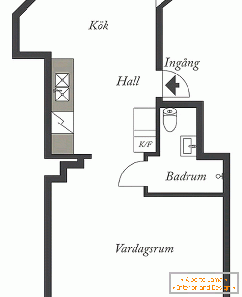 The layout of a small apartment for a girl