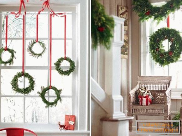 How to beautifully decorate a window for the New Year with garlands