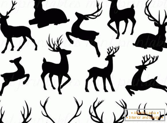 Stencils for decorating windows for the New Year - reindeer