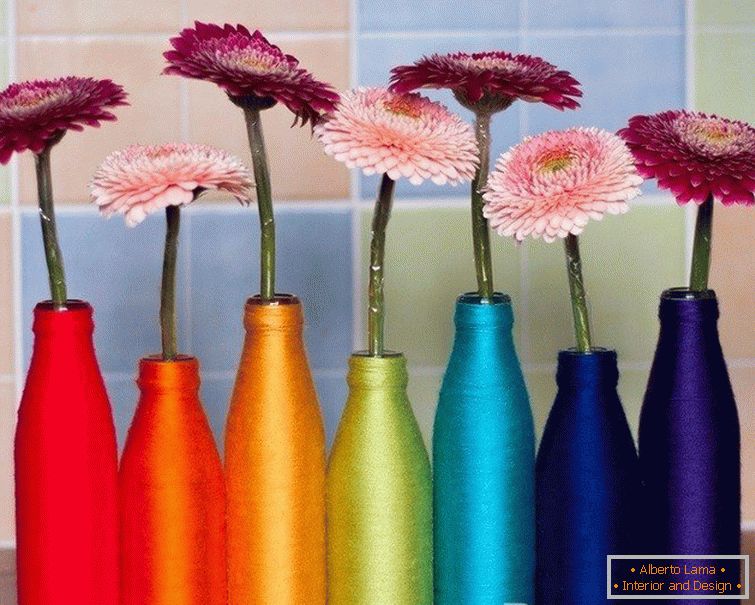 Colored Vases from Bottles