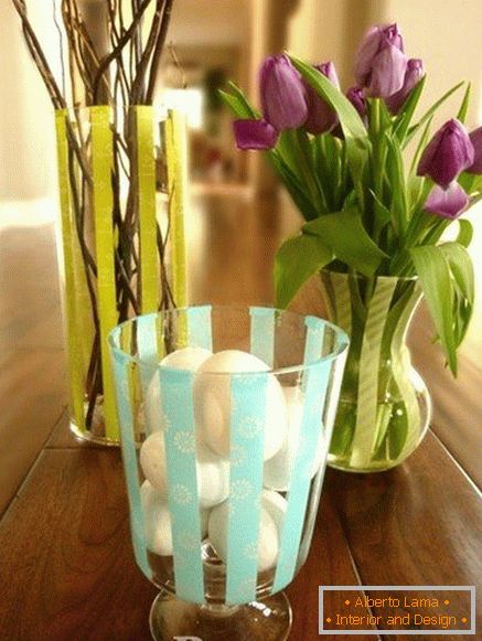 Striped vases with their own hands