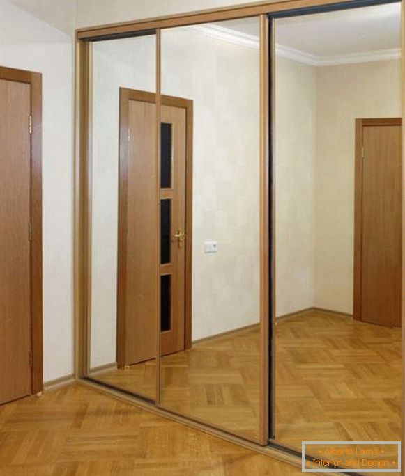 Mirror doors for built-in wardrobe compartment