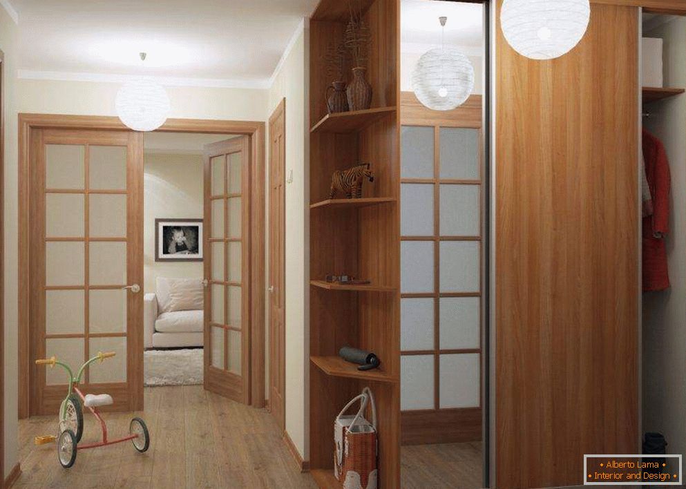 Built-in wardrobe in the interior of the hallway (photo)