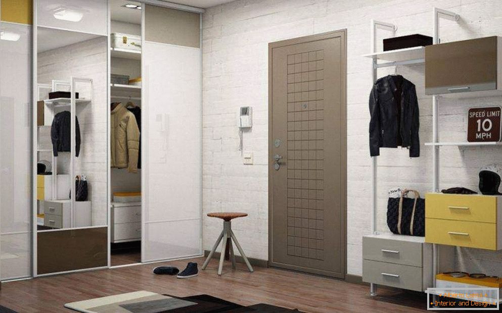 Built-in wardrobe in the design of the apartment (photo hallway)