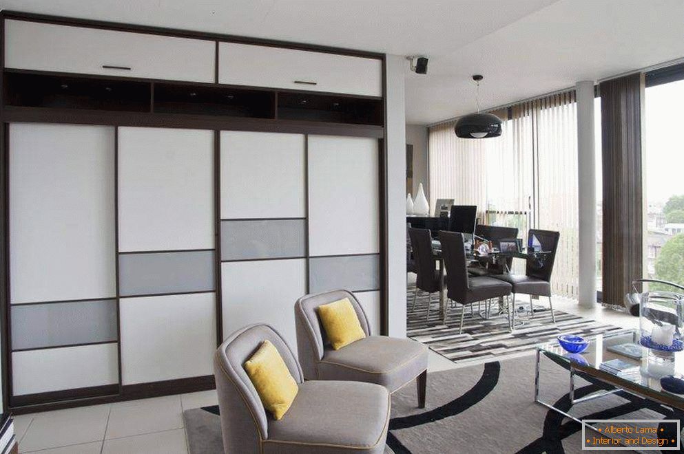 A beautiful wardrobe with 4 doors in the living room design