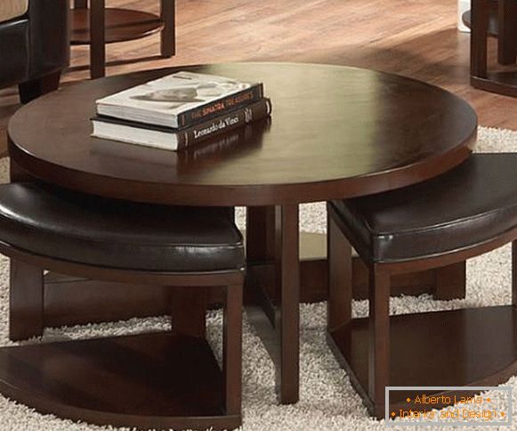 Coffee table with extendable chairs