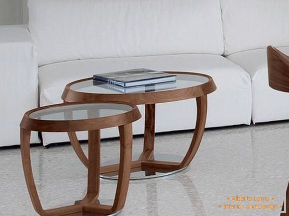 Coffee table in wood and glass Time from Tonon