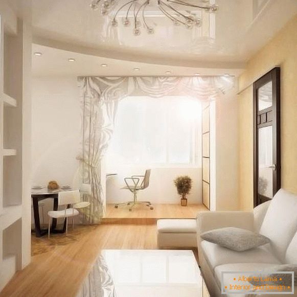Design of one-bedroom apartment with balcony